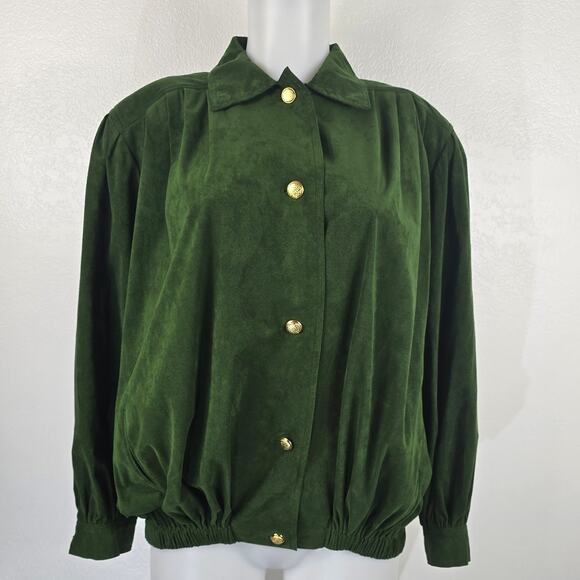 Ernst Strauss by Paul Schnell Vintage Forest Green Suede Women's Winter Jacket L - Picture 1 of 6